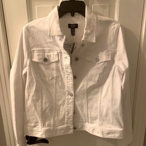 Jones NY white soft denim jacket, medium NWT